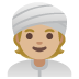 👳🏼 person wearing turban: medium-light skin tone display on Google